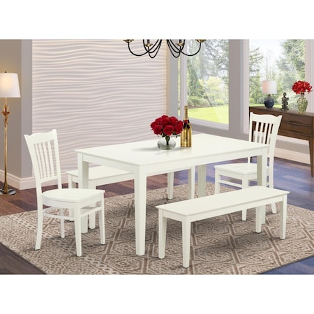 East West Furniture 5 Piece Capri Dining Room Set - Linen White CAGR5C-LWH-W